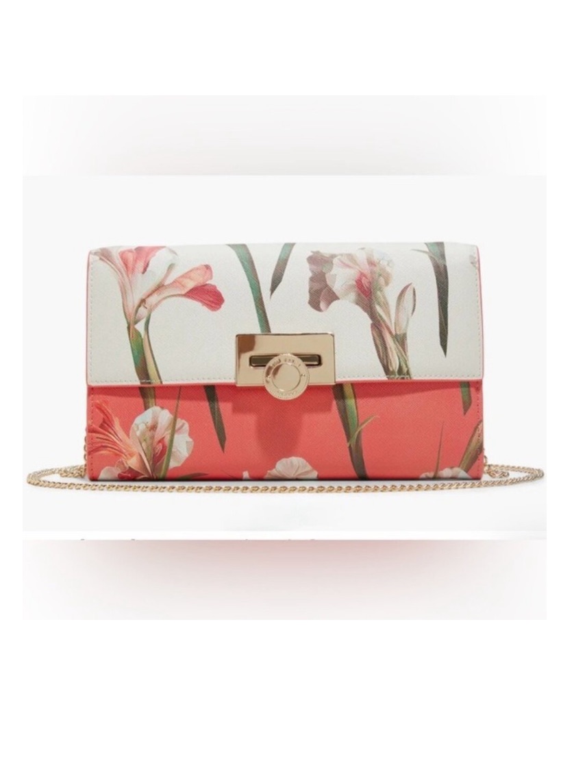 Ted Baker Parisa Floral Crossbody Clutch Coral Cream